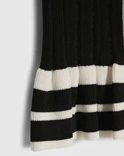 Girls Black Stripe Peplum Top