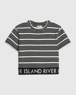 Girls Black Stripe Top