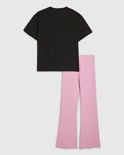 Girls Black T-Shirt And Leggings Set