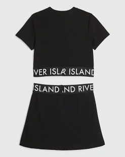 Girls Black T-Shirt And Skort Set