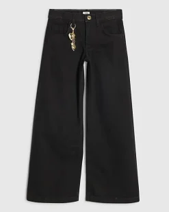 Girls Black Wide Leg Jeans