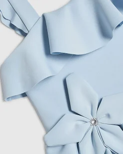 Girls Blue Asymmetric Tiered Dress