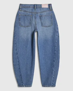 Girls Blue Barrel Leg Jeans