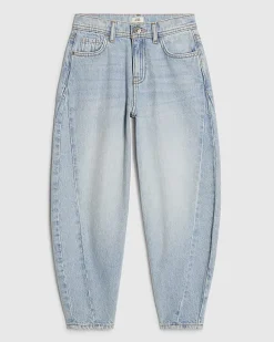 Girls Blue Barrel Leg Jeans