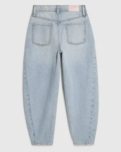 Girls Blue Barrel Leg Jeans
