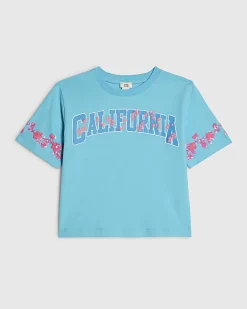Girls Blue California Floral T-Shirt