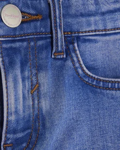 Girls Blue Flared With Pom Jeans