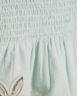 Girls Blue Hanky Hem Embellished Set
