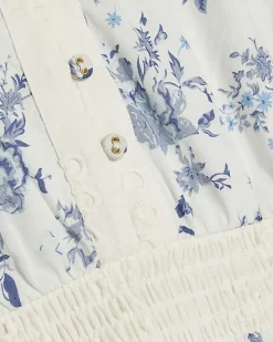 Girls Blue Patchwork Shirt Dress