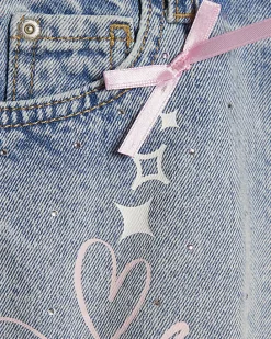 Girls Blue Pretty Graffiti Denim Shorts