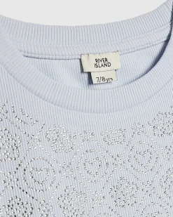 Girls Blue RI Diamante T-Shirt