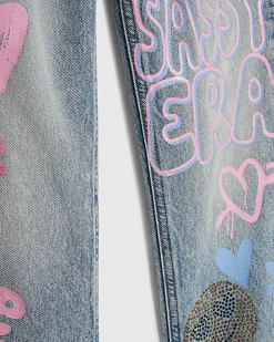 Girls Blue Sassy Era Straight Jeans