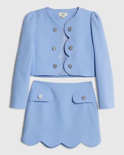 Girls Blue Scallop Skirt Set