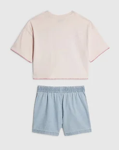 Girls Blue Sealife T-Shirt And Shorts Set