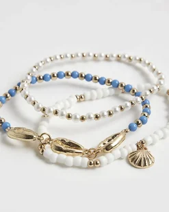 Girls Blue Shell Pack Of 3 Anklets