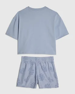Girls Blue Shell Print Towelling Set