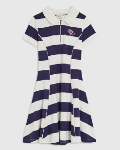Girls Blue Stripe Polo Dress