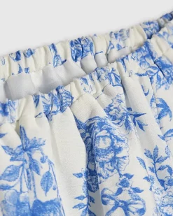 Girls Blue Toile Print Crop Top