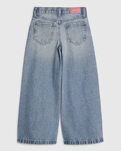 Girls Blue Wide Leg Cherry Charm Jeans