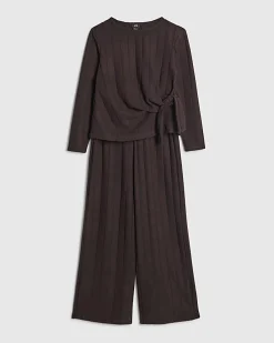 Girls Brown Cosy Ribbed Top Set