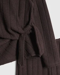 Girls Brown Cosy Ribbed Top Set