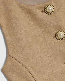 Girls Brown Faux Suede Waistcoat Set