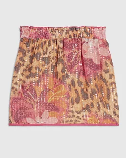 Girls Brown Floral Leopard Sarong Skirt