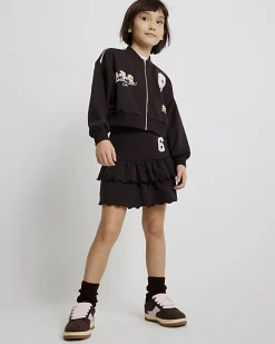 Girls Brown Graffiti Bomber Set