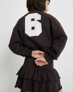Girls Brown Graffiti Bomber Set