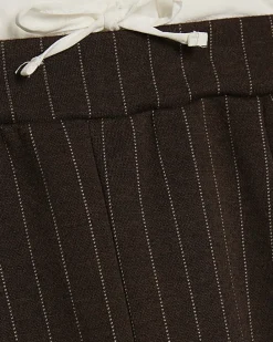 Girls Brown Pinstripe Wide Leg Trousers