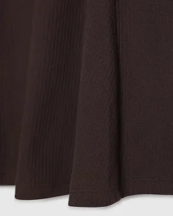 Girls Brown Ribbed Zip Polo Dress