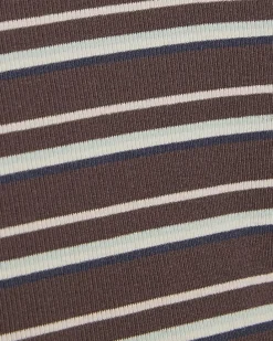 Girls Brown Stripe Cold Shoulder Top