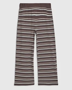 Girls Brown Stripe Wide Leg Trousers
