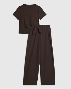 Girls Brown Textured Set