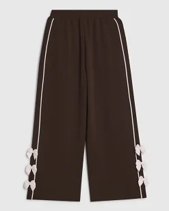 Girls Brown Wide Leg Bow Trousers