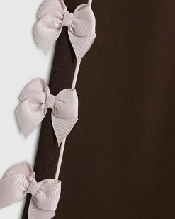 Girls Brown Wide Leg Bow Trousers