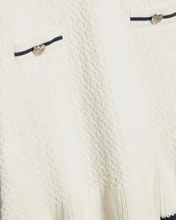 Girls Cream Boucle Bow Dress