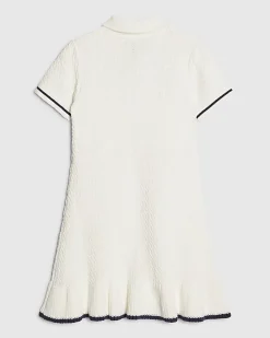 Girls Cream Boucle Bow Dress