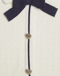 Girls Cream Boucle Bow Dress