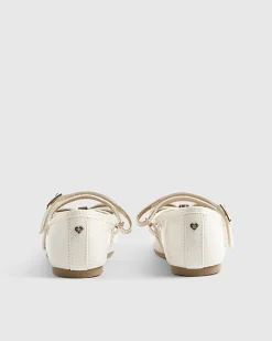 Girls Cream Bow Ballet Shoes