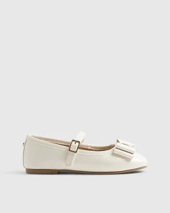 Girls Cream Bow Ballet Shoes