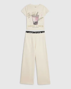 Girls Cream Bubble Queen Tracksuit Set