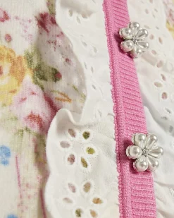 Girls Cream Cabbages & Roses Floral Skirt Set