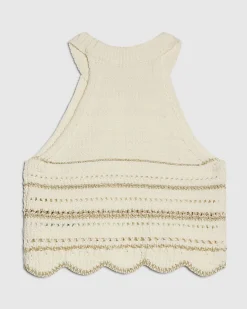 Girls Cream Charm Crochet Top