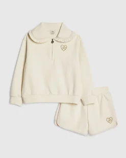 Girls Cream Collar Sweatshirt Set