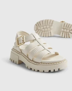 Girls Cream Gladiator Caged Sandals