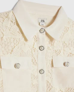 Girls Cream Lace Blouse And Shorts Set