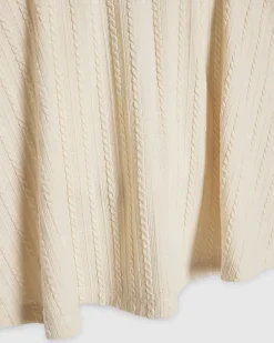 Girls Cream Plaited Skirt Set