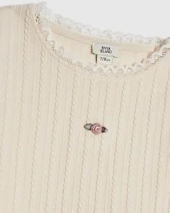 Girls Cream Plaited Skirt Set