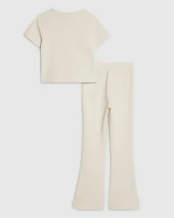 Girls Cream Ponte T-Shirt Set
